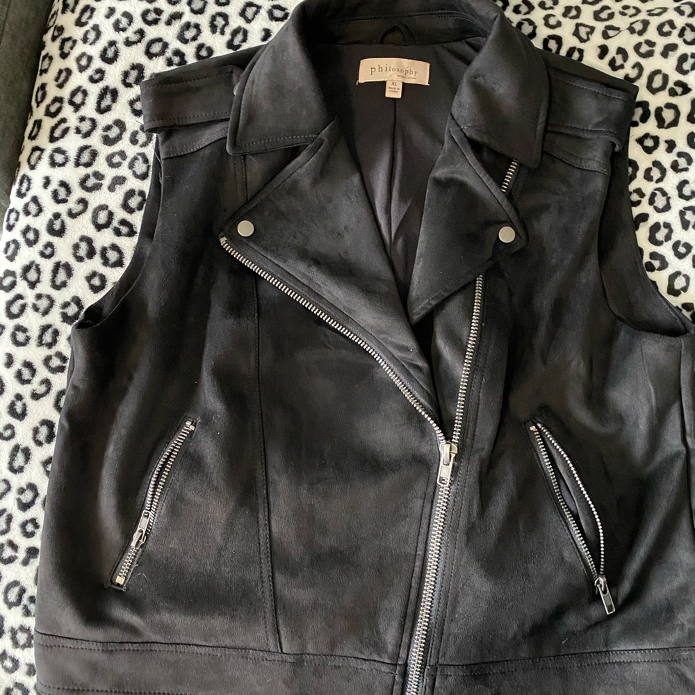 Philosophy black suede vest jacket